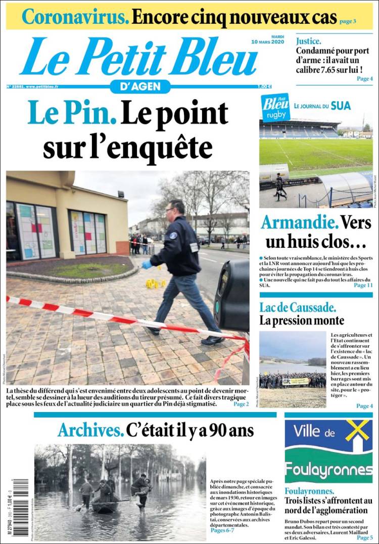 Portada de Le Petit Bleu (Francia)