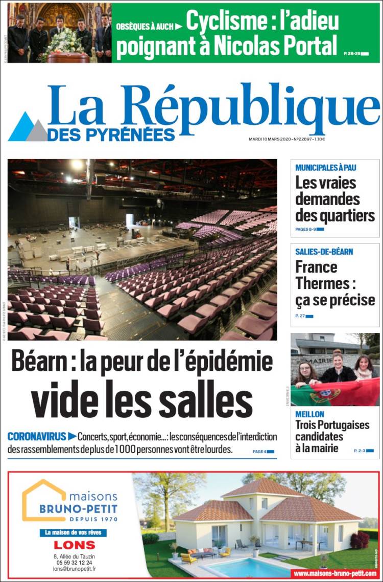 Portada de La République des Pyrénées (Francia)