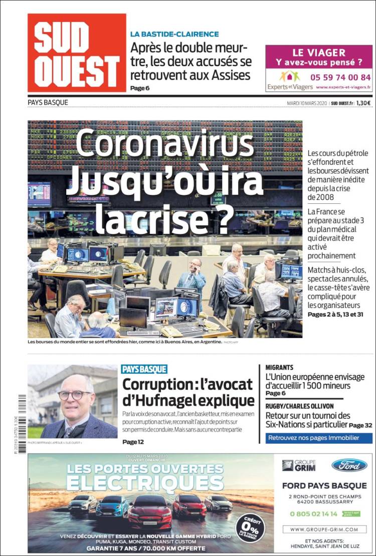 Portada de Sud Ouest (Francia)