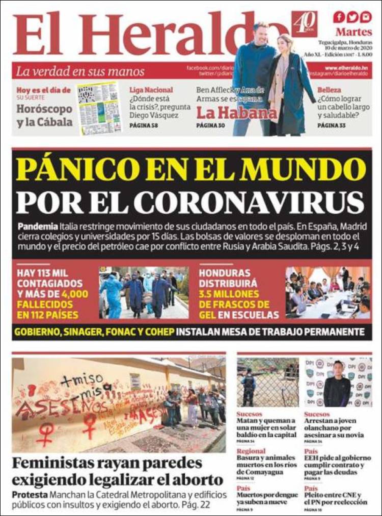 Portada de El Heraldo (Honduras)