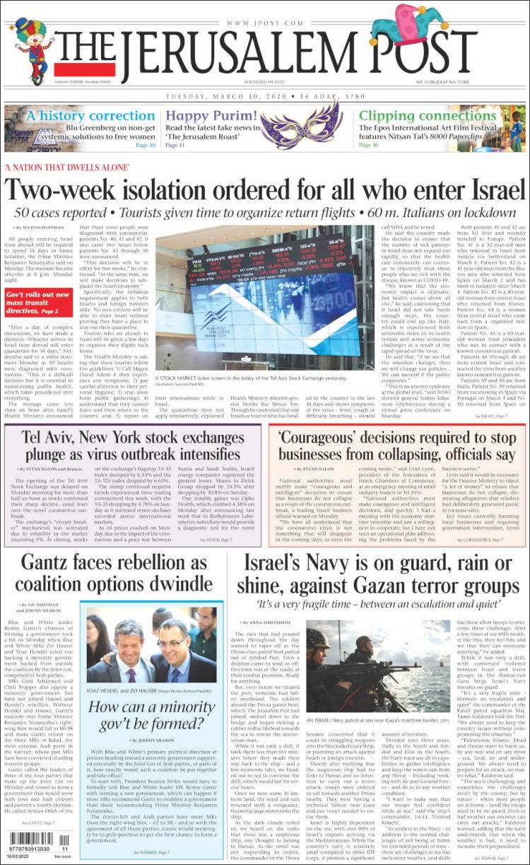 Portada de The Jerusalem Post (Israel)