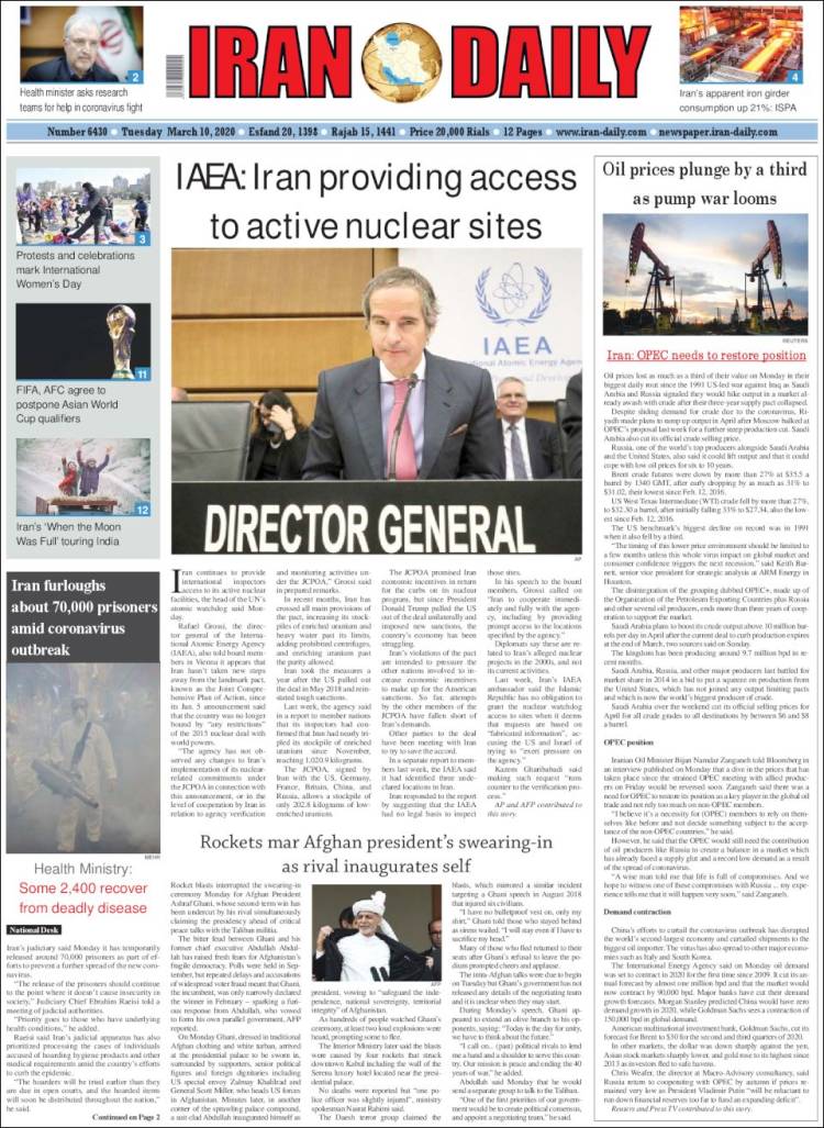 Portada de Iran Daily (Ir&aacute;n)