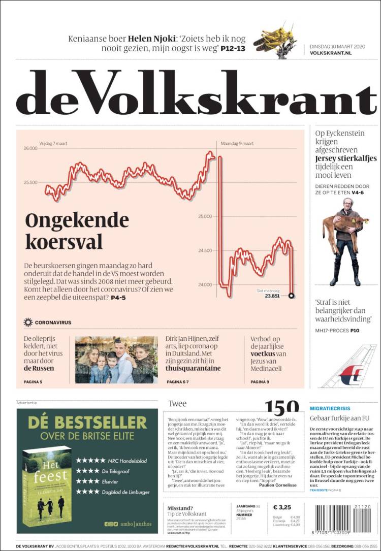 Portada de De Volkskrant (Pa&iacute;ses Bajos)