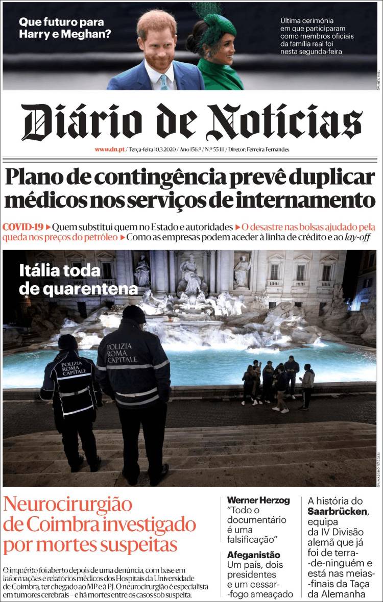 Portada de Diário de Noticias (Portugal)