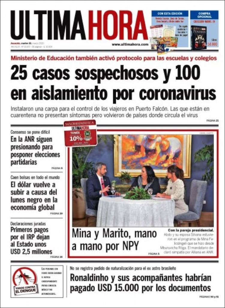 Portada de Última Hora (Paraguay)