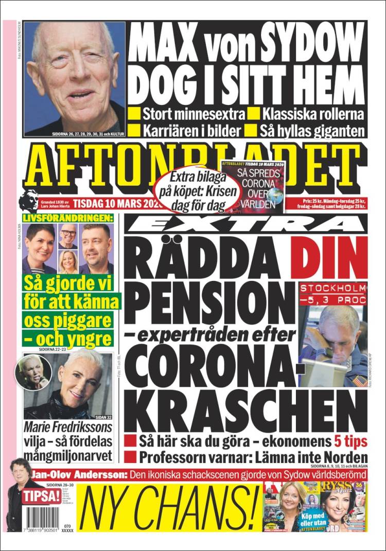 Portada de Aftonbladet (Suecia)
