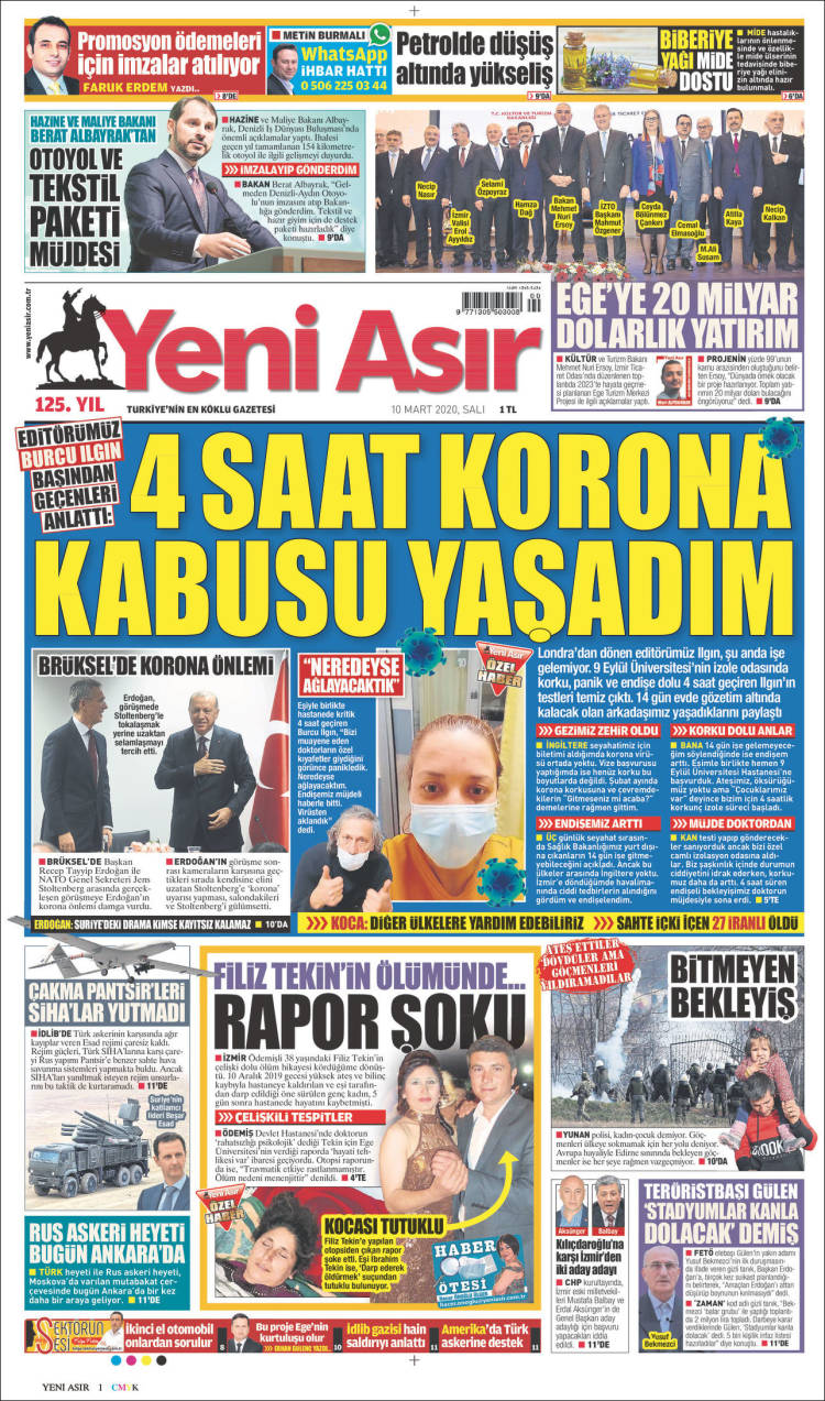 Portada de Yeni Asır (Turqu&iacute;a)