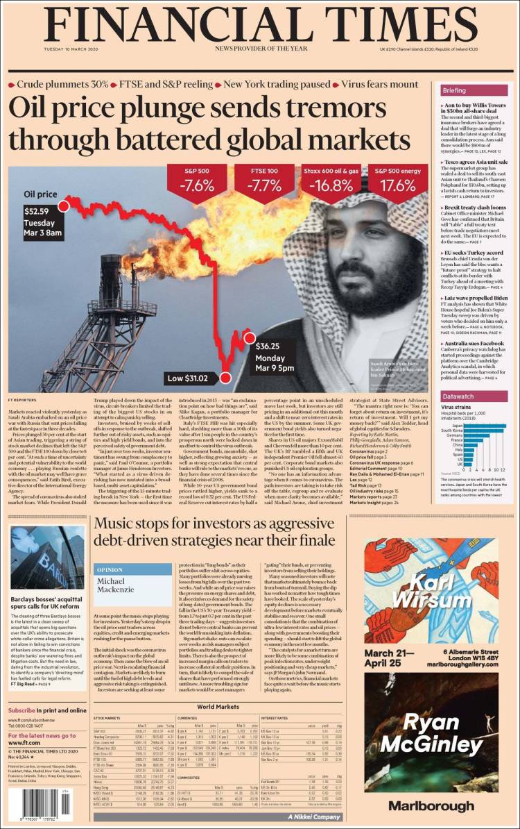 Portada de Financial Times (Reino Unido)