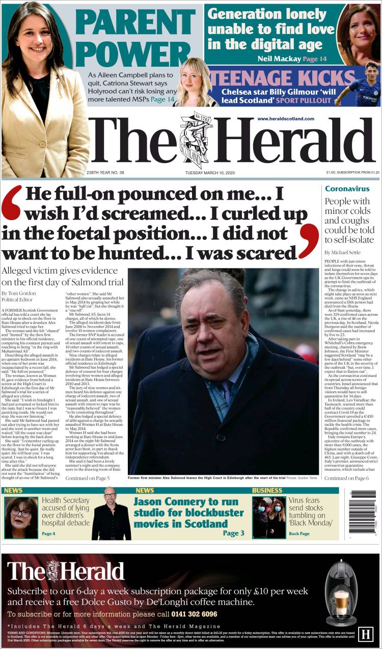Portada de The Herald (Reino Unido)