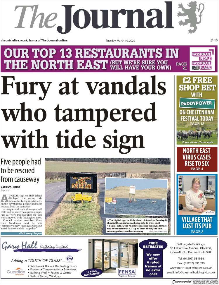 Portada de The Journal (Reino Unido)