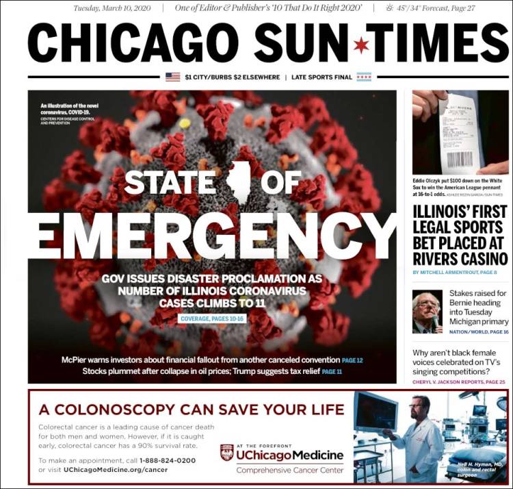 Portada de Chicago Sun-Times (USA)