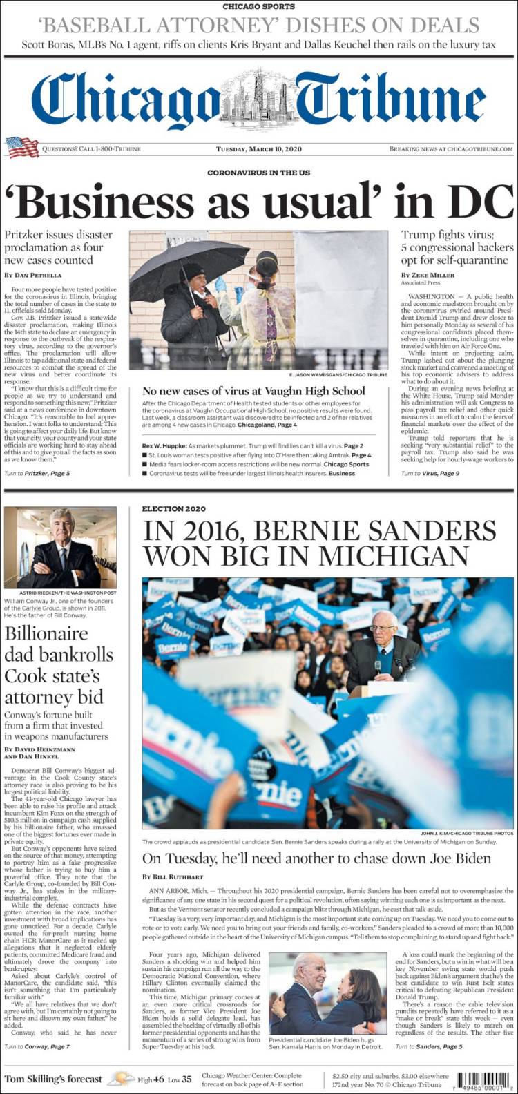 Portada de Chicago Tribune (USA)