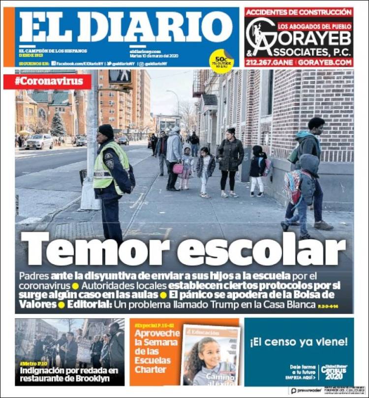 Portada de El Diario NY (USA)
