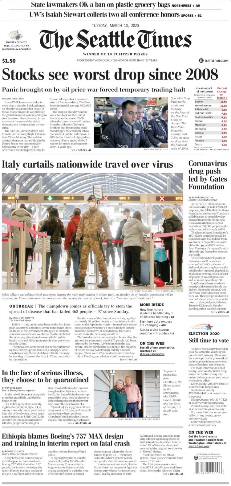 Portada de Seattle Times (USA)