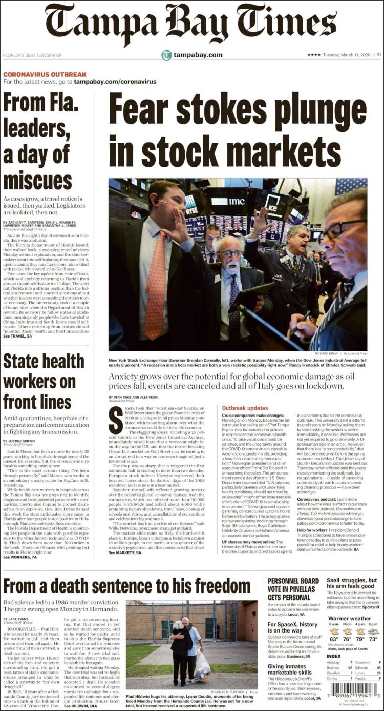 Portada de Tampa Bay Times (USA)