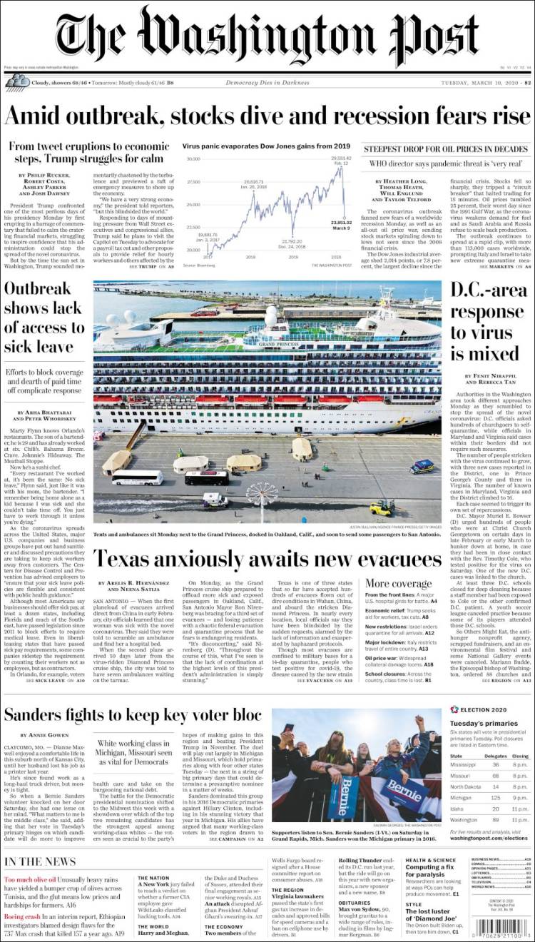 Portada de The Washington Post (USA)