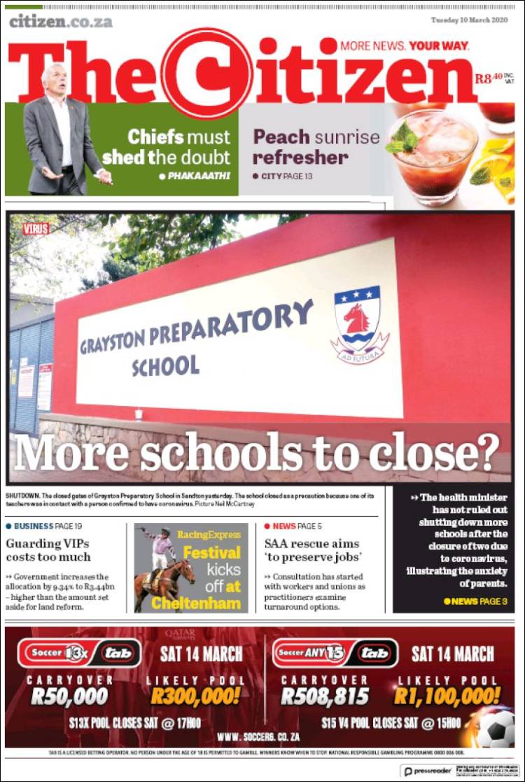 Portada de The Citizen (Sud&aacute;frica)