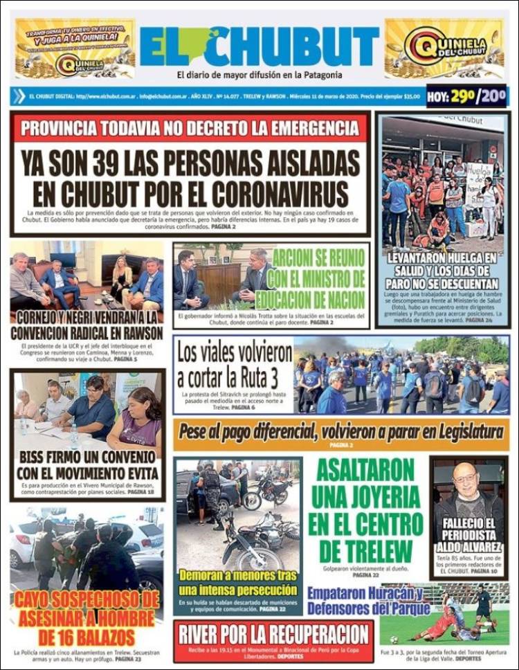 Portada de El Chubut (Argentina)