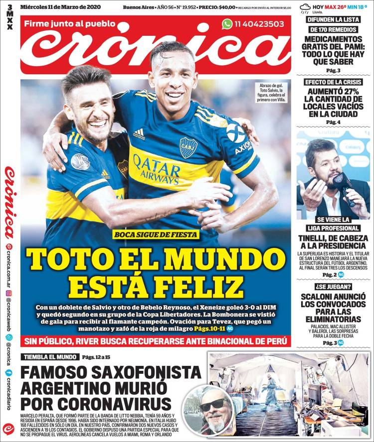 Portada de Crónica (Argentina)