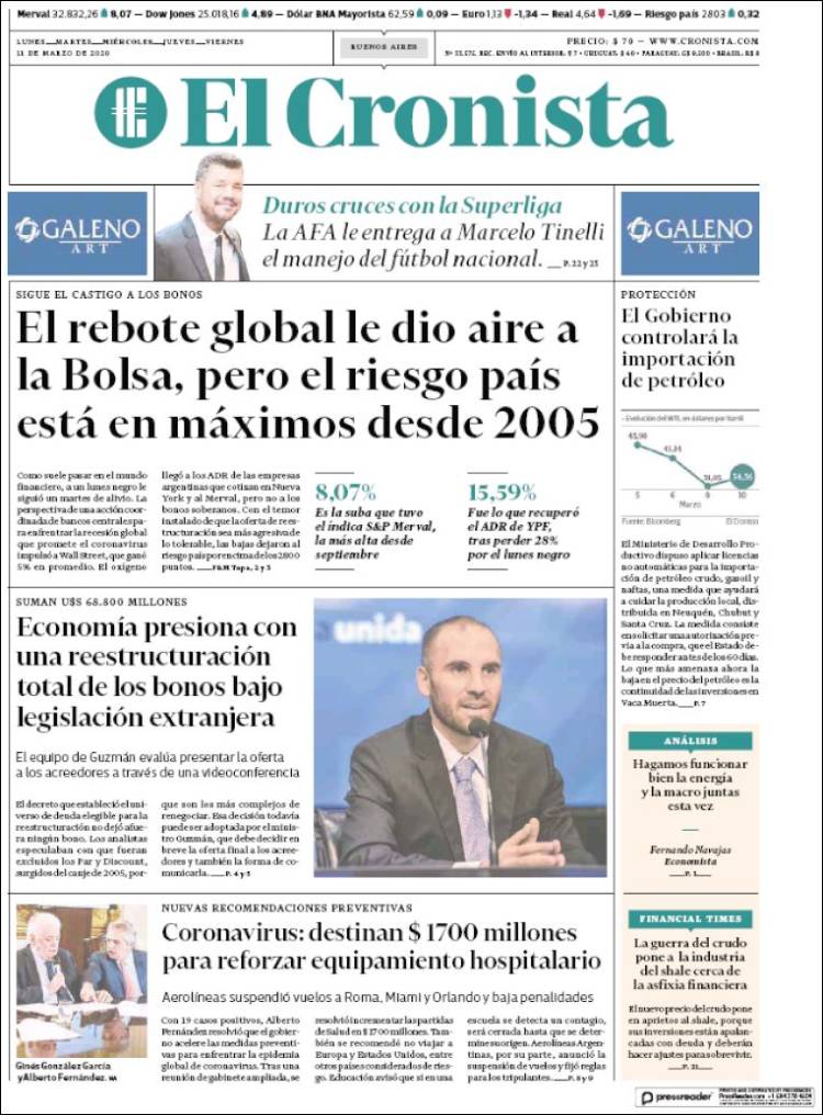 Portada de El Cronista Comercial (Argentina)
