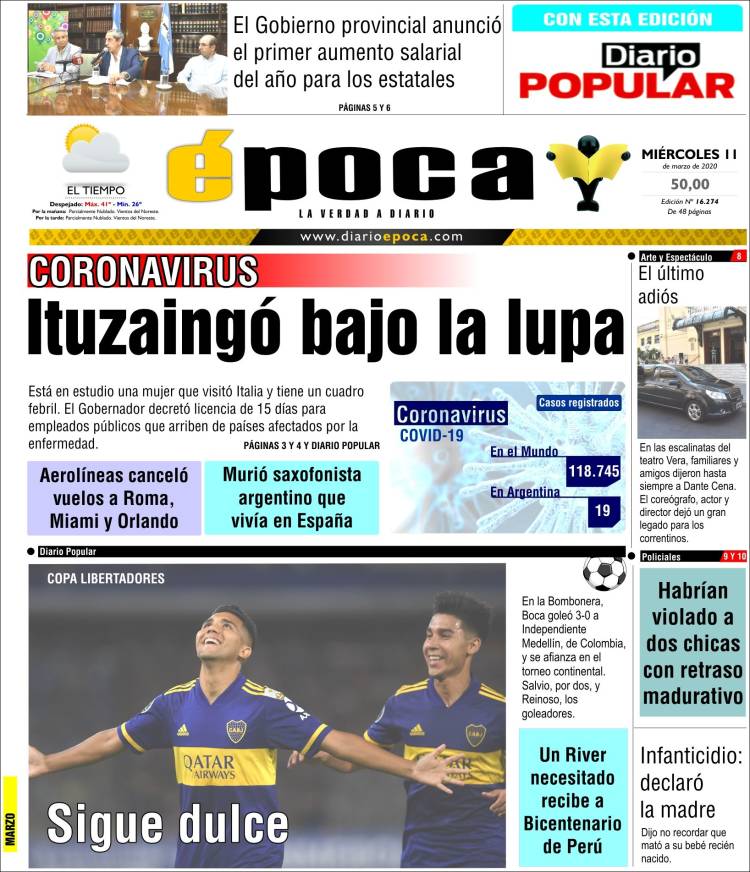 Portada de Diario Época (Argentina)