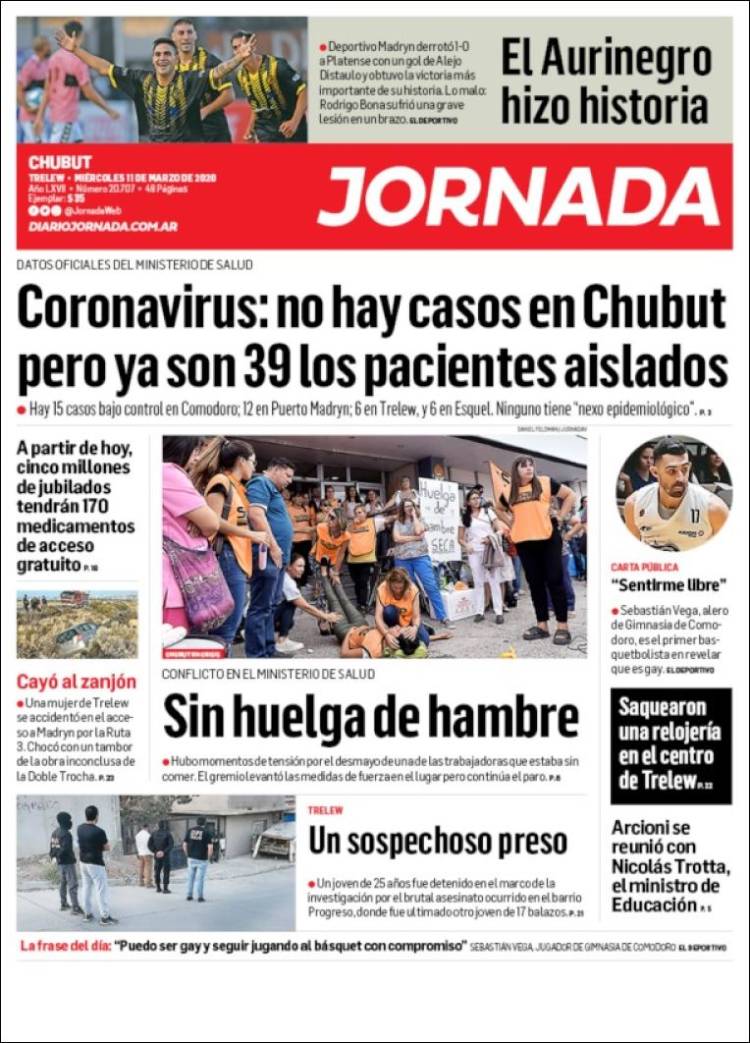 Portada de Diario Jornada en la Patagonia (Argentina)