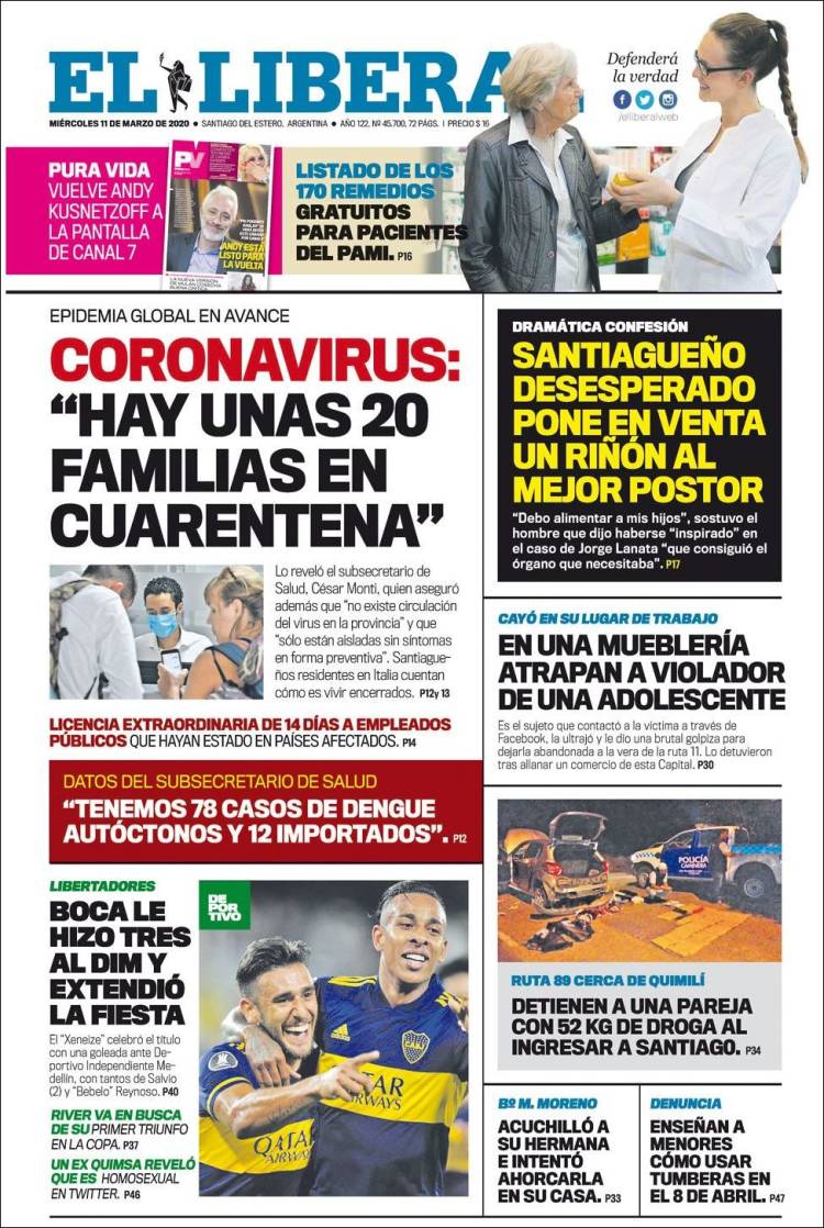 Portada de Diario El Liberal (Argentina)