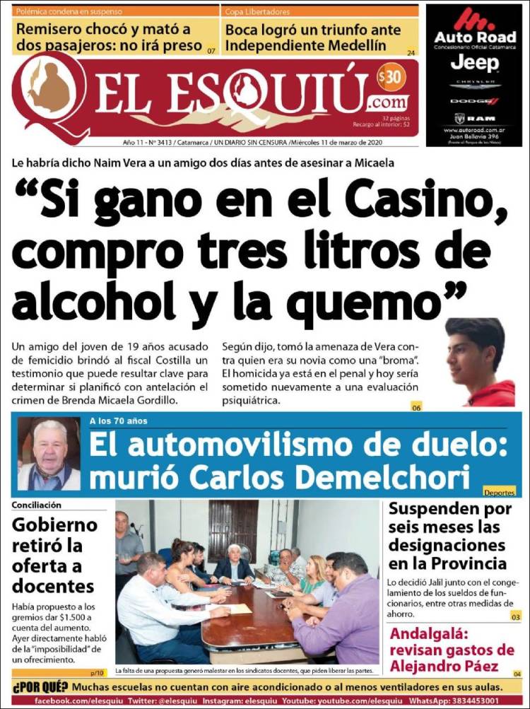 Portada de El Esquiu (Argentina)