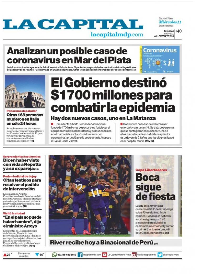 Portada de Diario La Capital - Mar del Plata (Argentina)