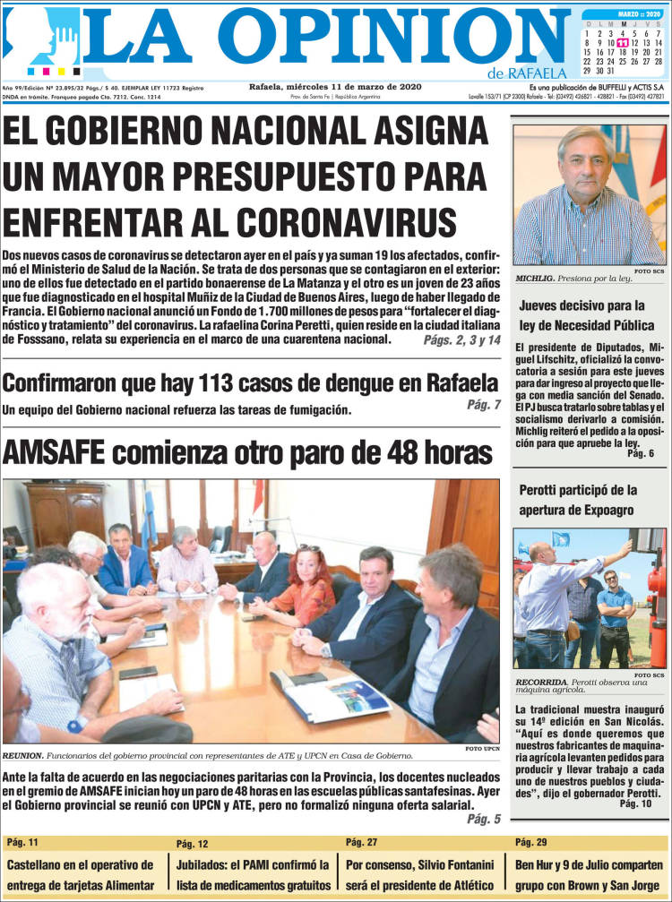 Portada de La Opinión (Argentina)