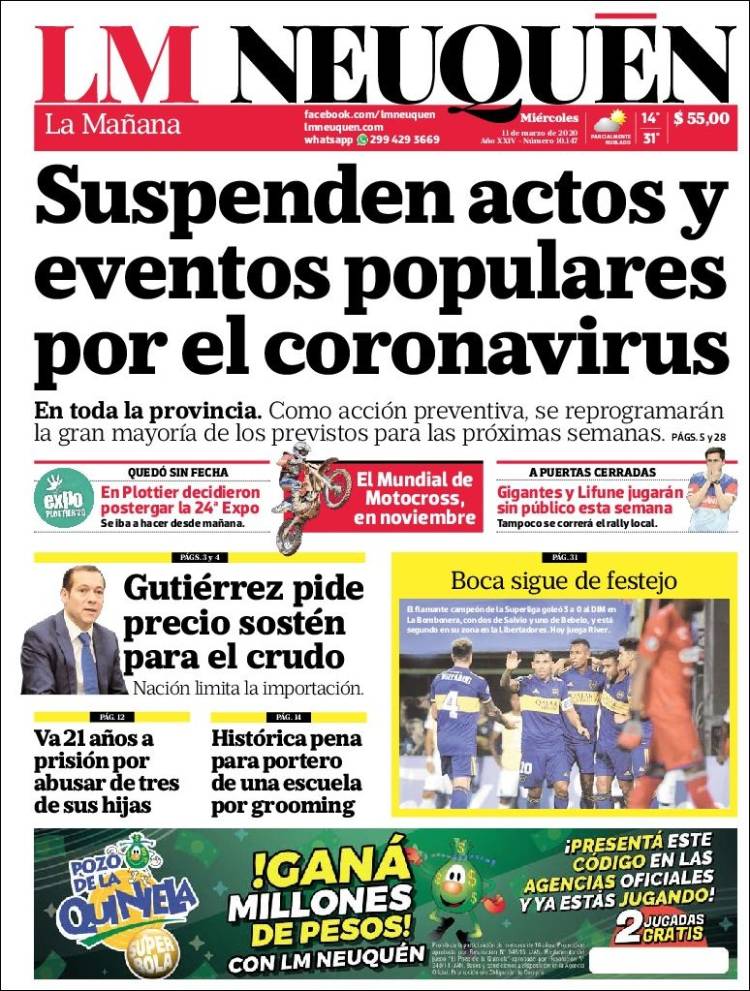 Portada de La Mañanade Neuquén (Argentina)
