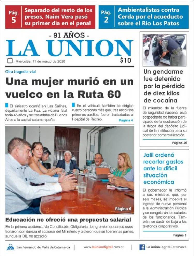 Portada de La Unión (Argentina)