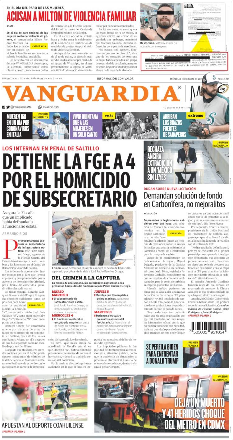 Portada de Vanguardia (México)