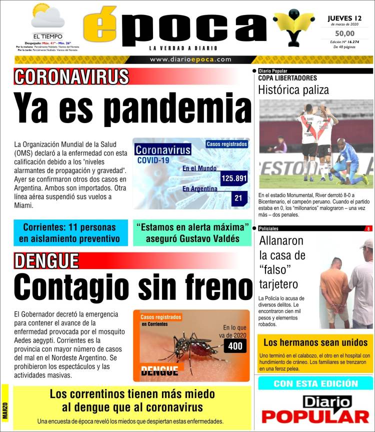 Portada de Diario Época (Argentina)