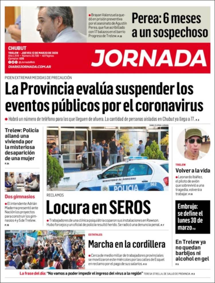 Portada de Diario Jornada en la Patagonia (Argentina)