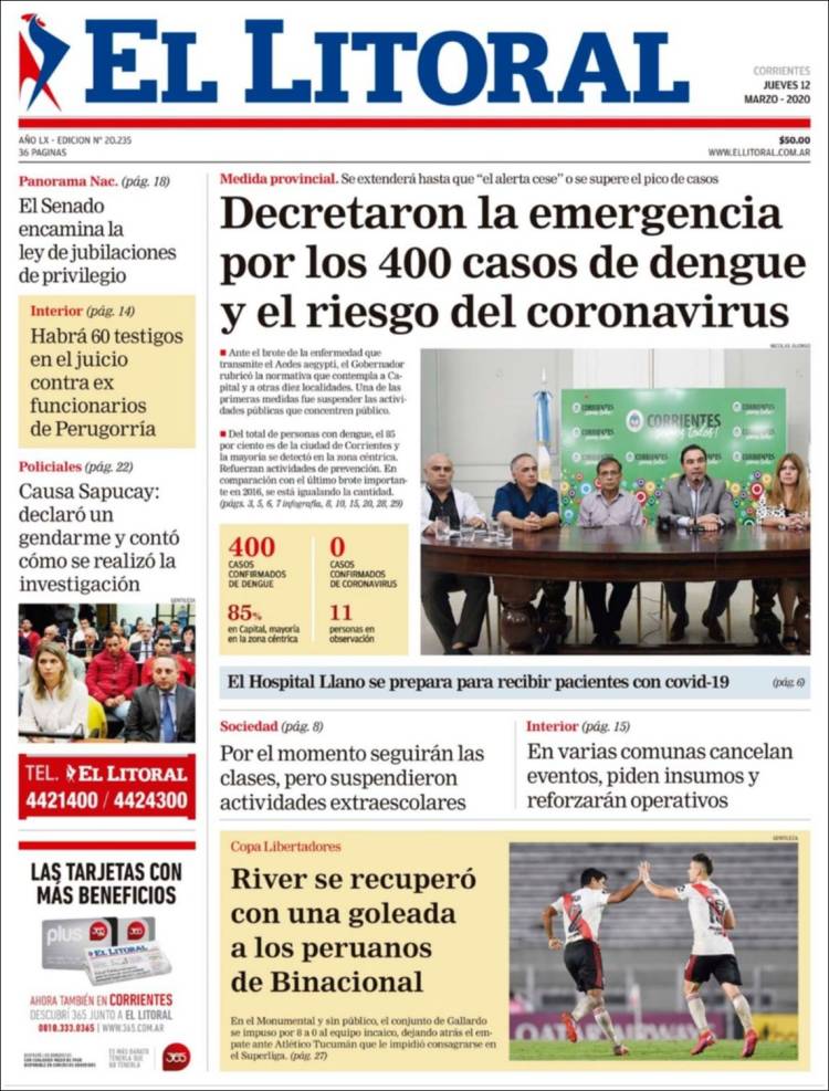 Portada de El Litoral Corrientes (Argentina)