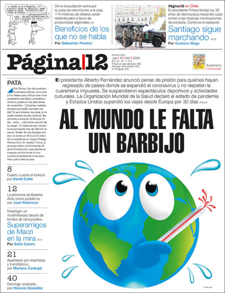 Portada de Página/12 (Argentina)