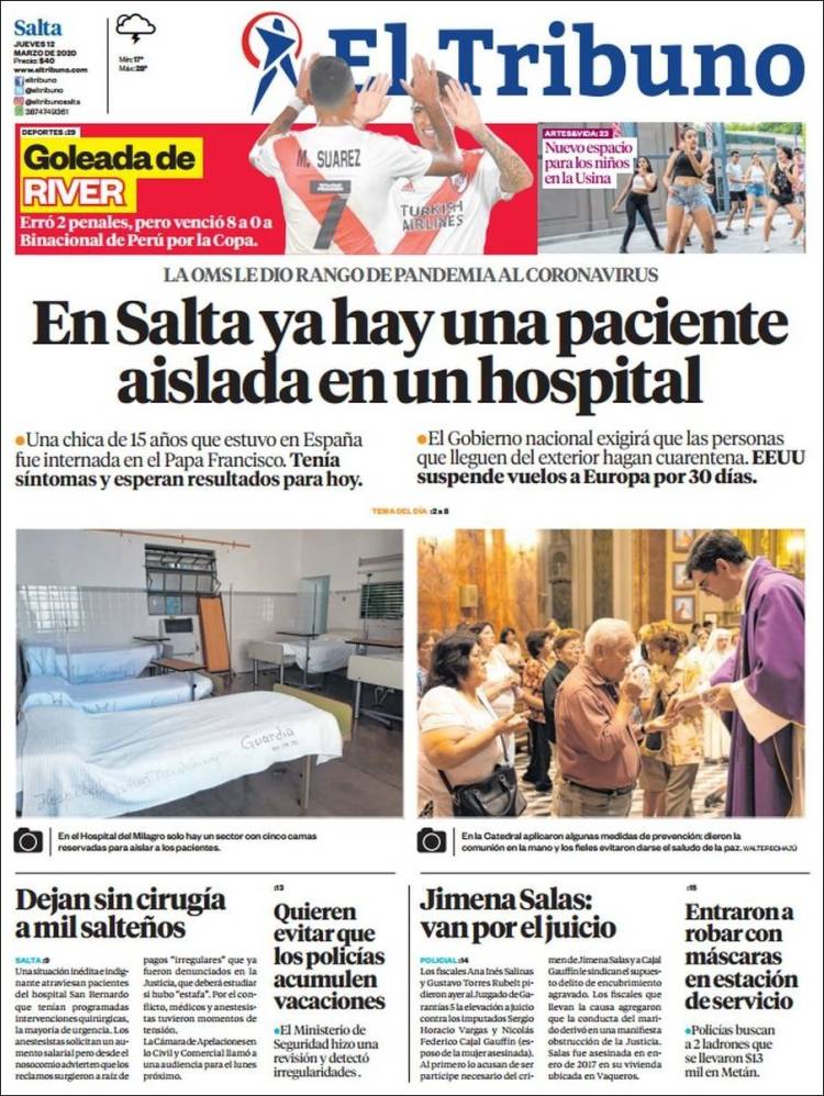 Portada de El Tribuno - Salta (Argentina)