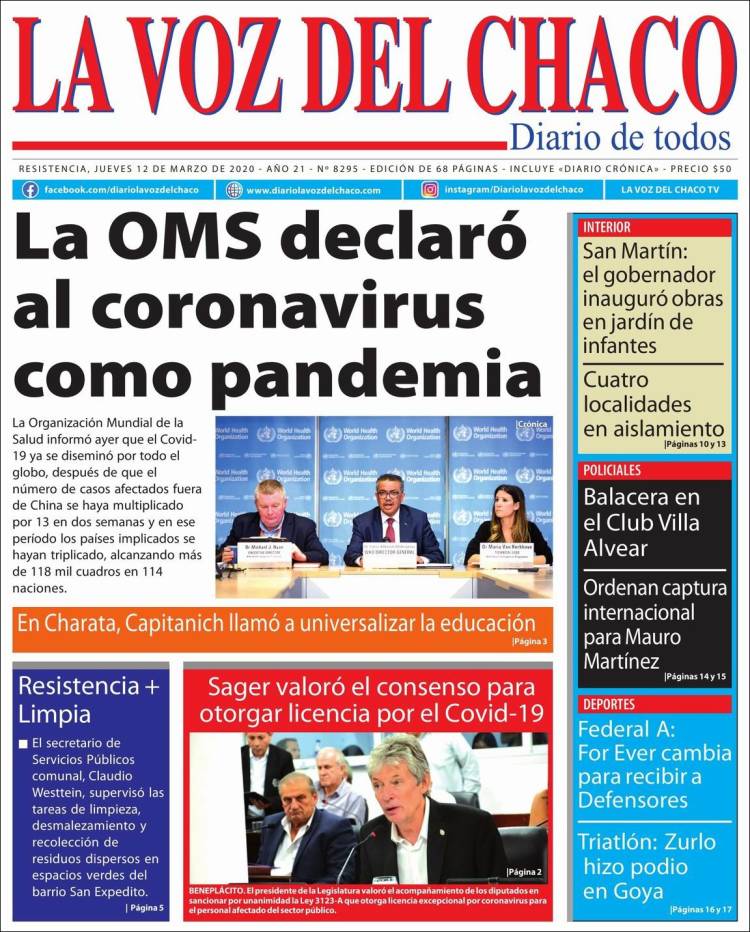 Portada de La Voz del Chaco (Argentina)