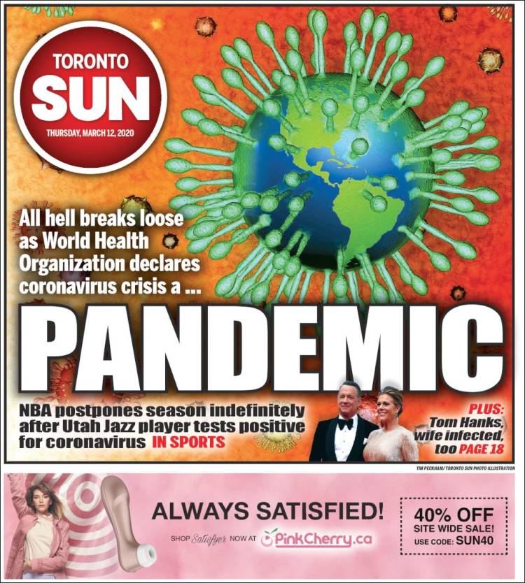 Portada de The Toronto Sun (Canadá)