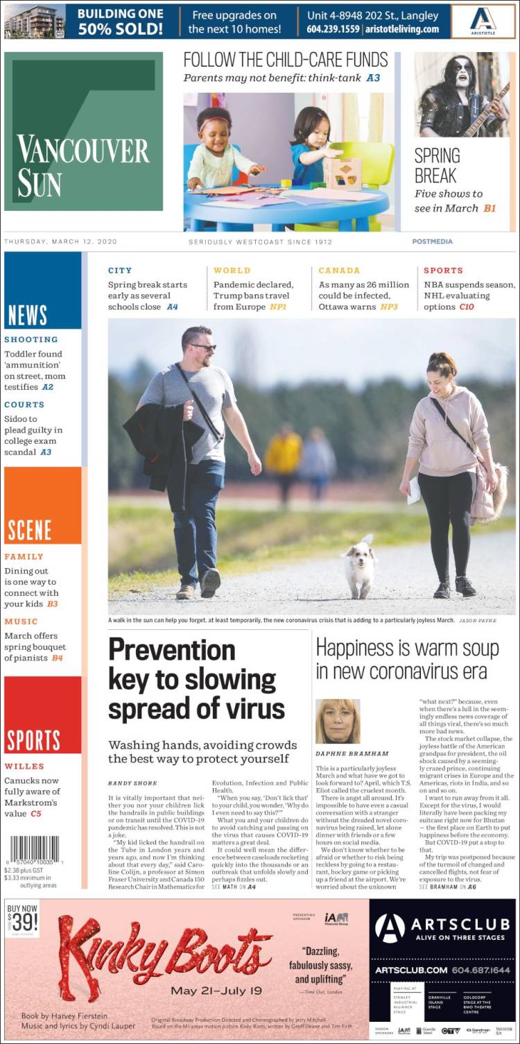 Portada de The Vancouver Sun (Canada)