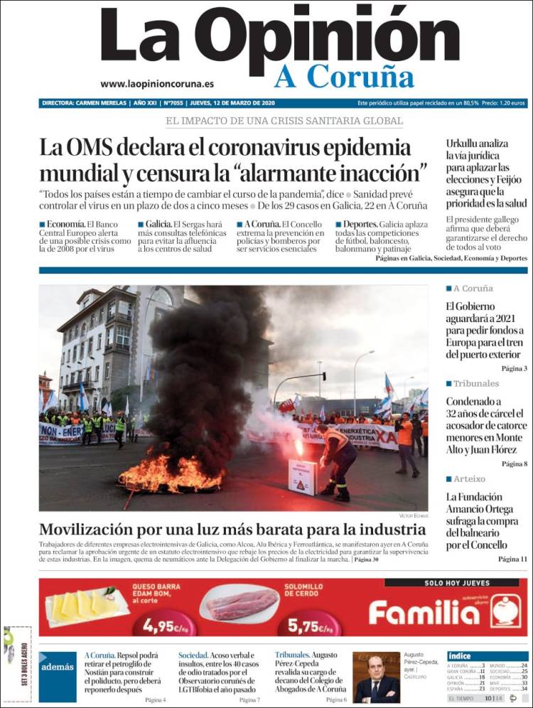 Portada de La Opinión de A Coruña (Spain)