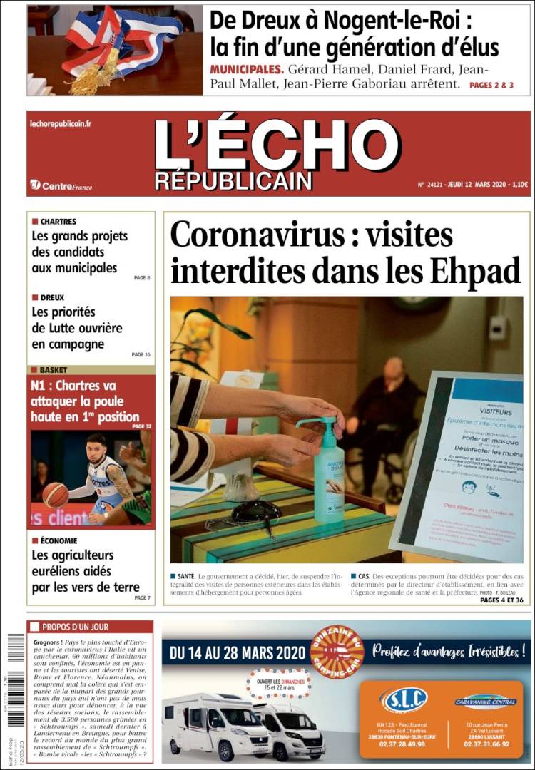 Portada de L'Echo Républicain (Francia)