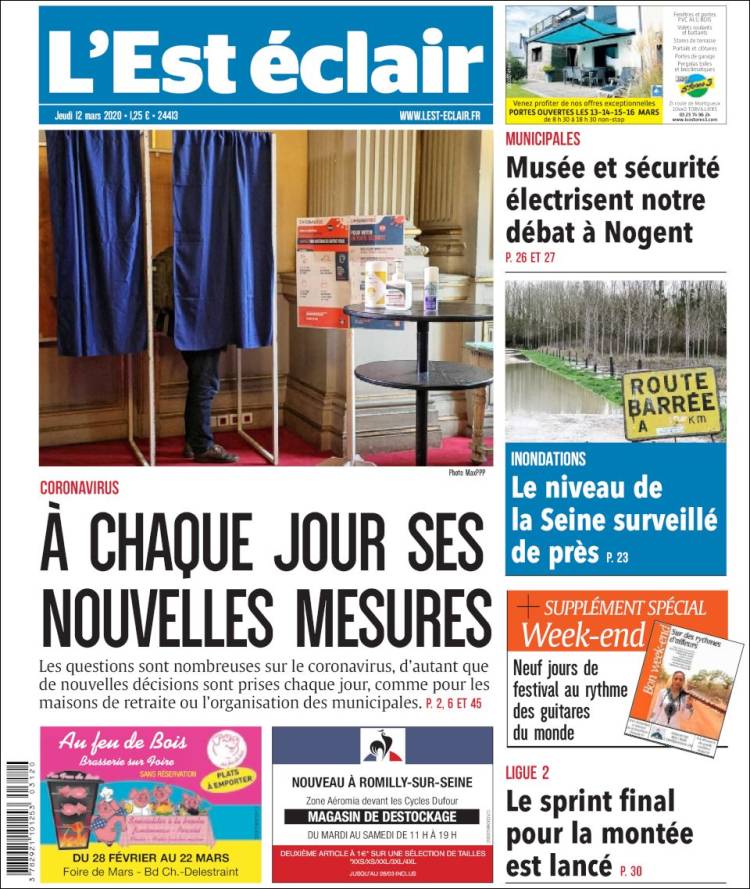 Portada de L'Est Eclair (Francia)