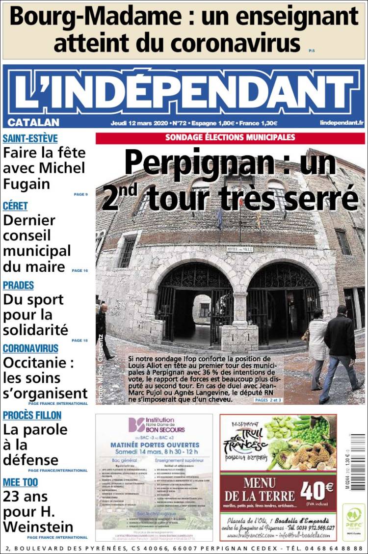 Portada de Le Indépendant (Francia)