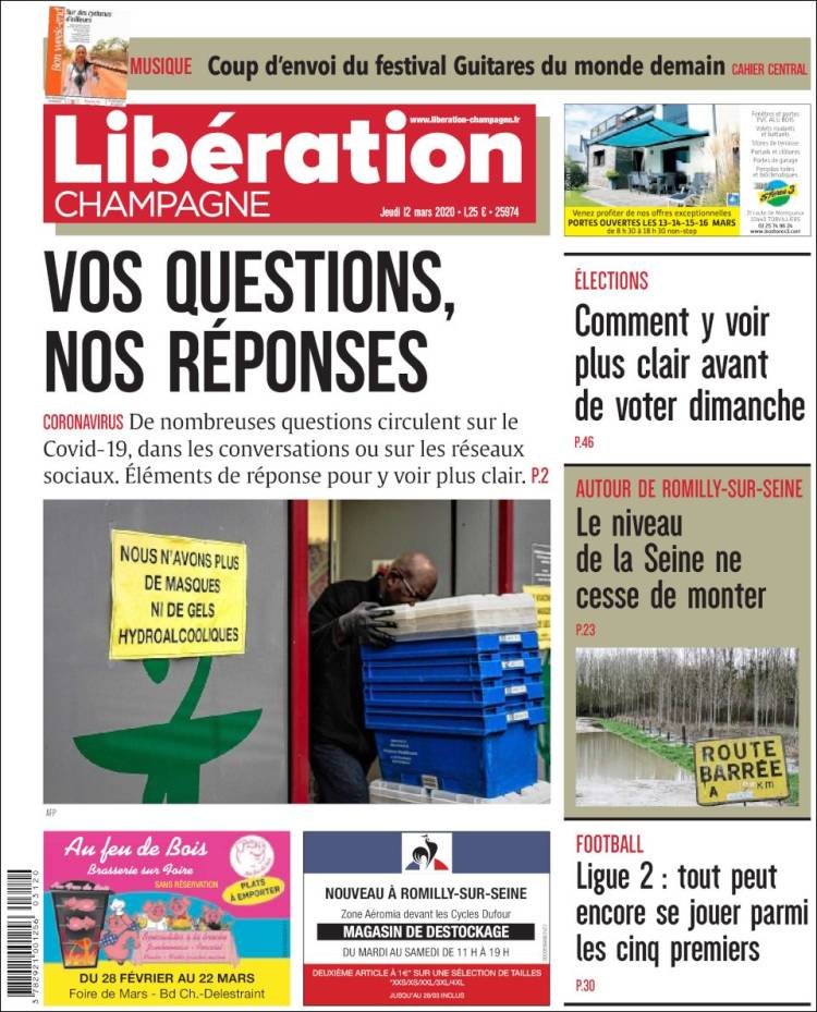 Portada de Libération Champagne (Francia)