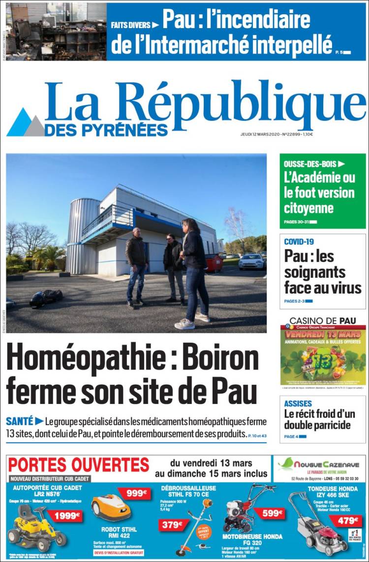 Portada de La République des Pyrénées (Francia)