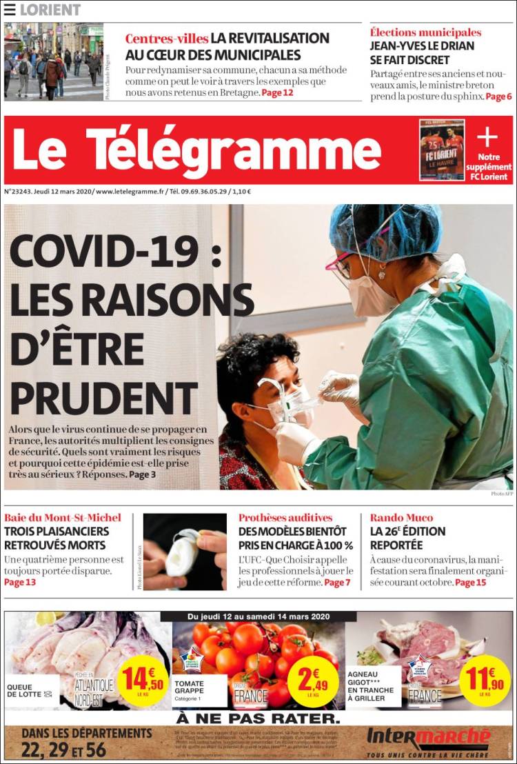Portada de Télégramme (Francia)