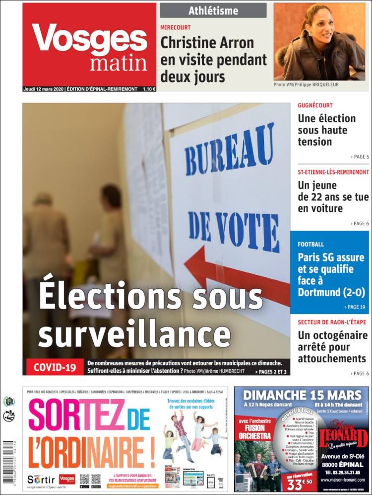 Portada de Vosges Matin (Francia)