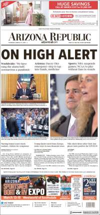 Portada de Arizona Republic News (USA)